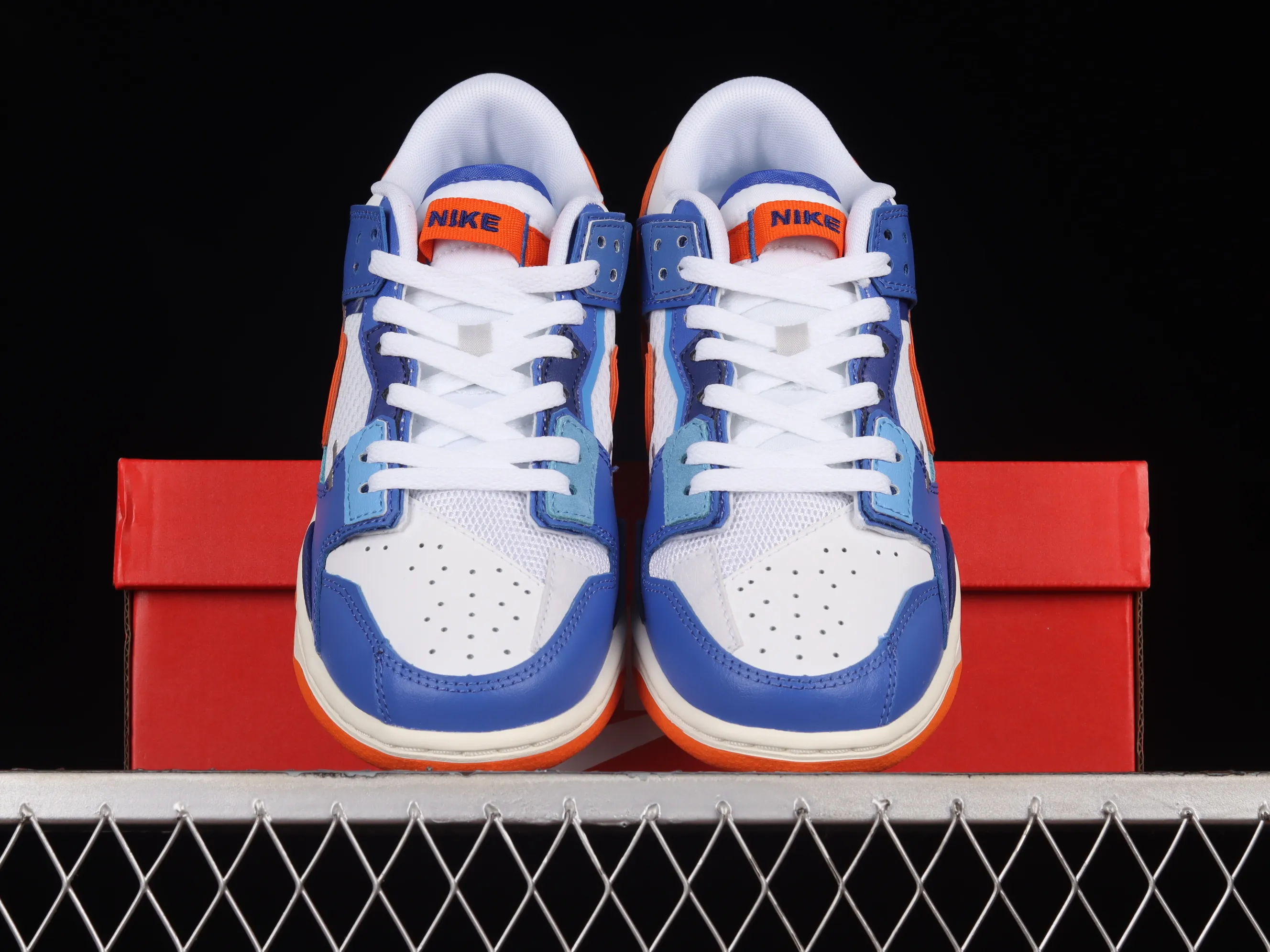 All categories Nk SB Dunk Series Nk SB Dunk Low low-top skate shoes #ZG version Nk Dunk Scrap blue white orange Knicks stitched low-top skate shoes DM0128-100